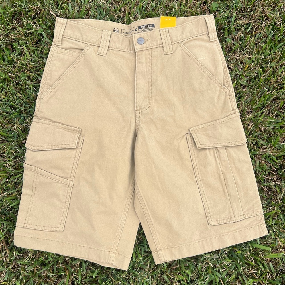 Carhartt Men's Rugged Flex Relaxed Fit Canvas Cargo Work Shorts Khaki Size 30